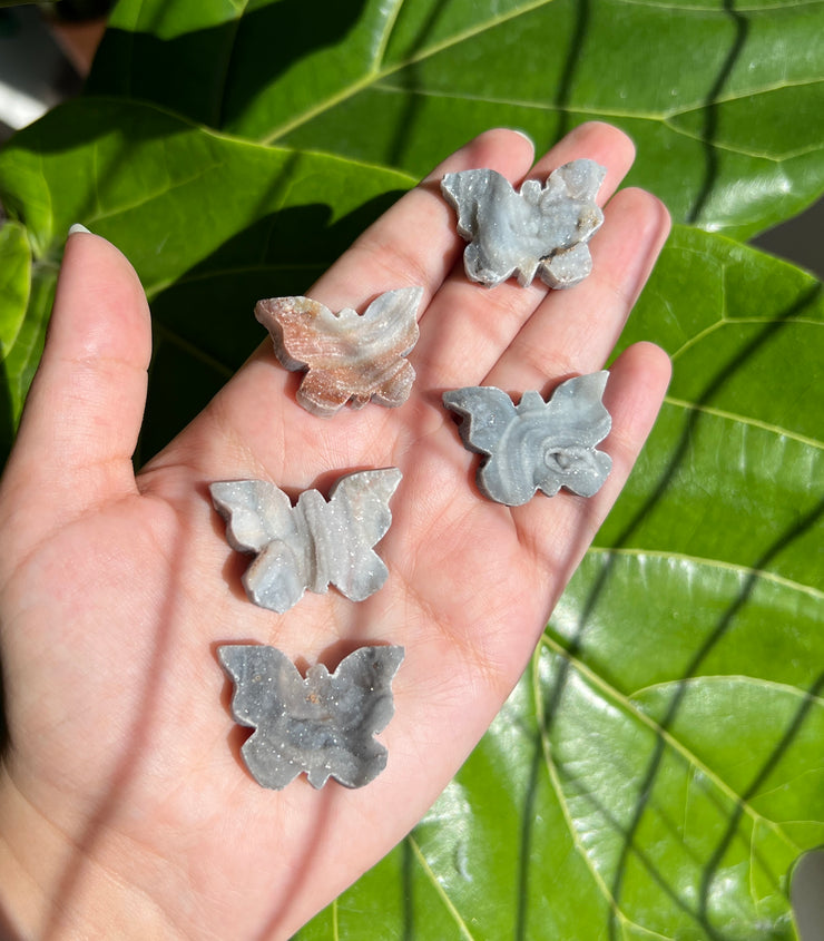 Mini Raw Chalcedony Butterfly