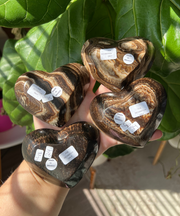 Chocolate Calcite Heart Bowl - Banded