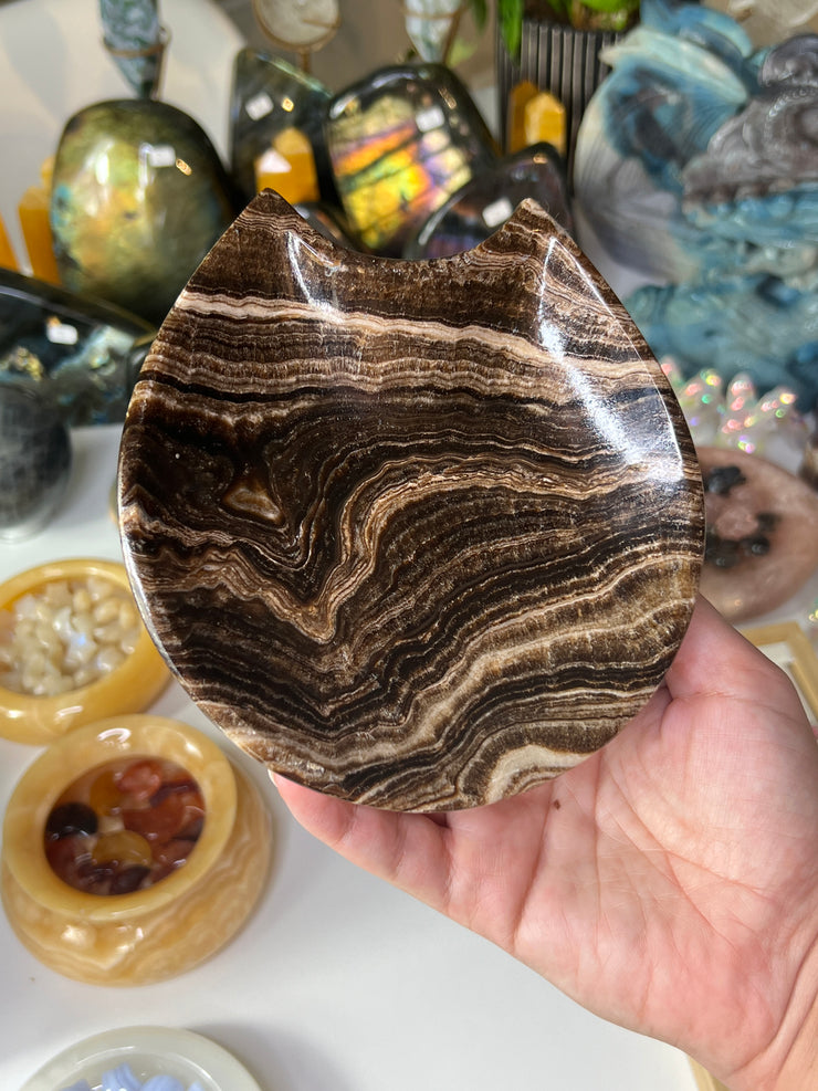 Chocolate Calcite Cat Bowl - Pick Your Own