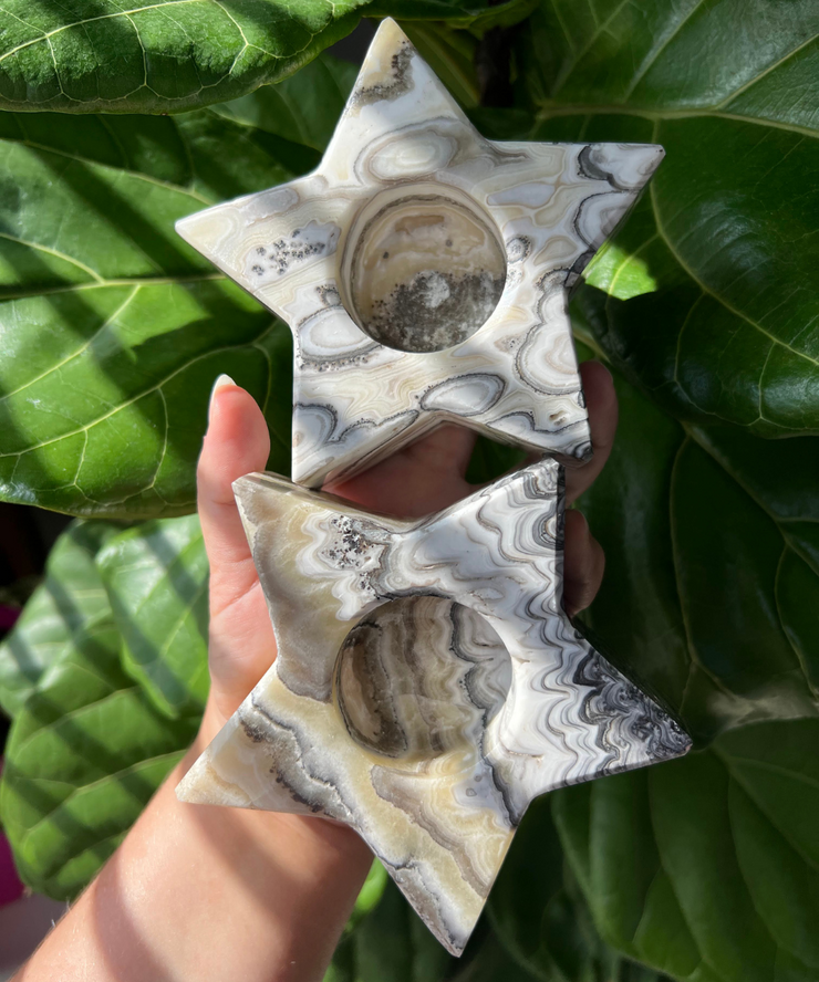 Zebra Jasper Star Candle Holder