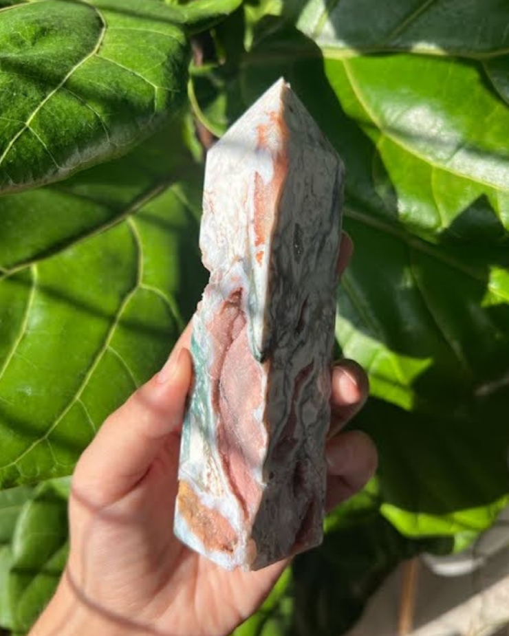 Pink Moss Agate Tower