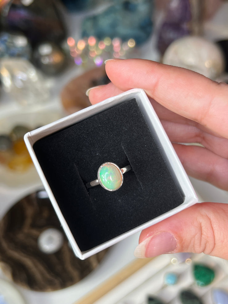 Sterling Silver Opal Ring Size 7