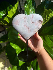 High Quality Flower Agate Heart on Stand A