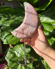 Pink Amethyst Moon on Stand