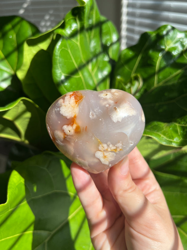 Puffy Flower Agate Heart