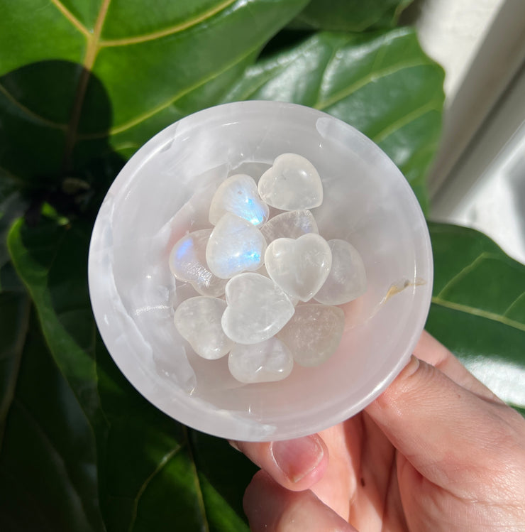 White Moonstone Mini Heart