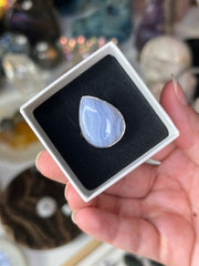 Sterling Silver Blue Lace Agate Ring Size 8-10