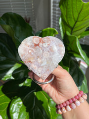 Flower Agate Heart on Stand C