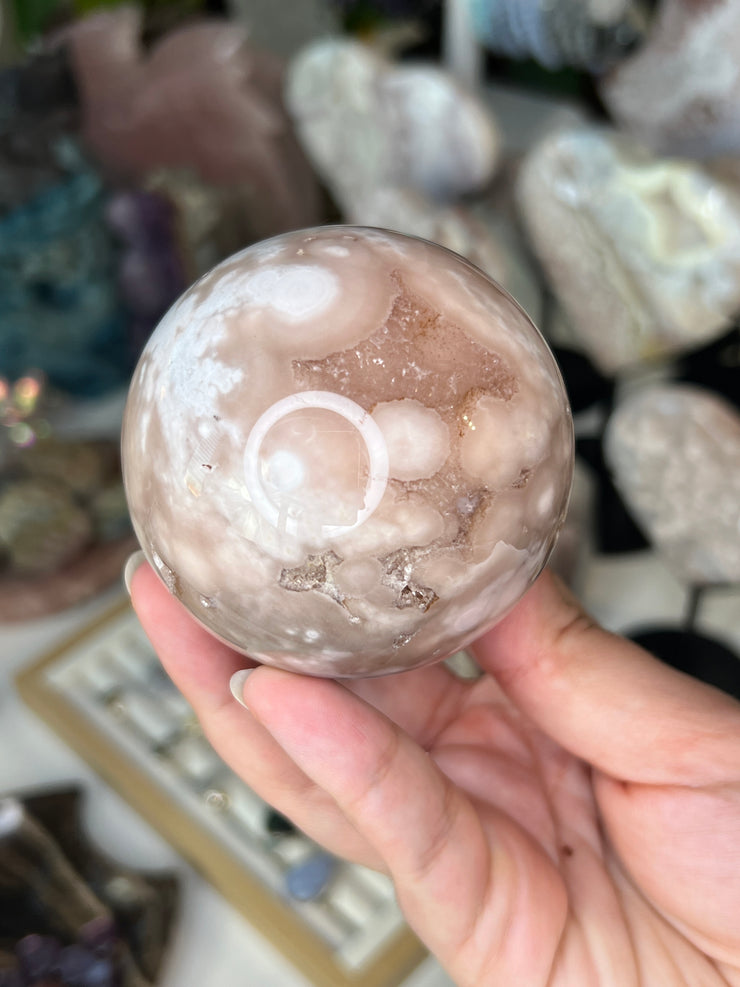 Pink Amethyst x Flower Agate Sphere