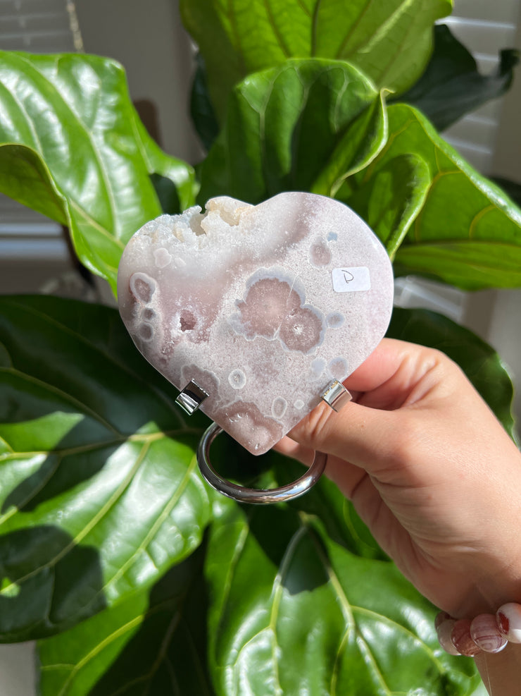 High Quality Flower Agate Heart D