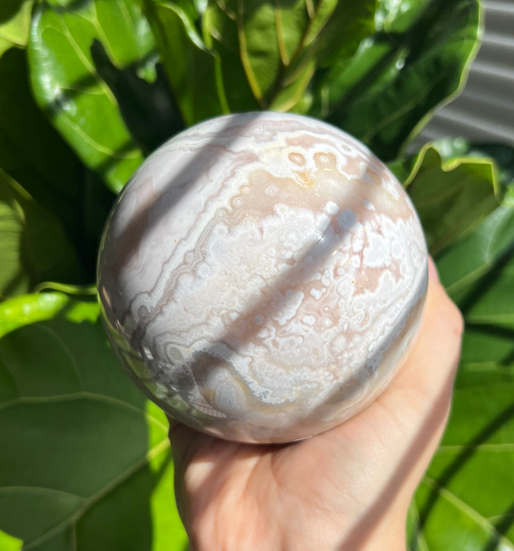 XL Flower Agate x Pink Amethyst Sphere AC