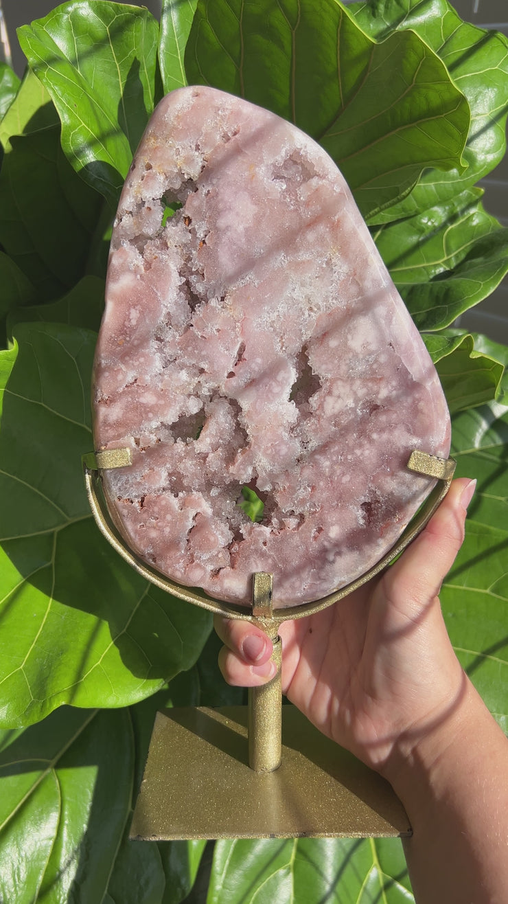 XL Pink Amethyst Slab on Stand