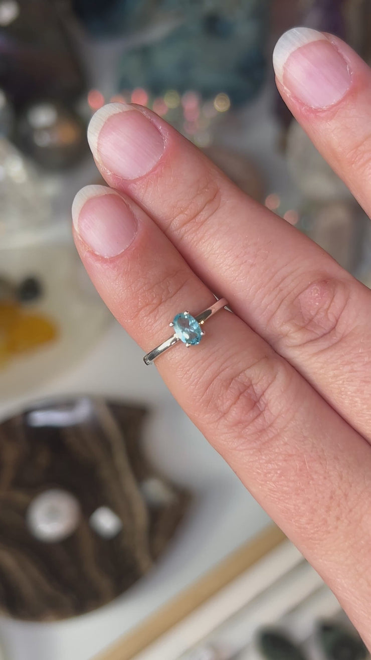 Sterling Silver Blue Apatite Ring Size 5