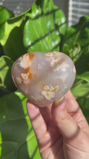 Puffy Flower Agate Heart