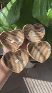Chocolate Calcite Heart Bowl - Striped