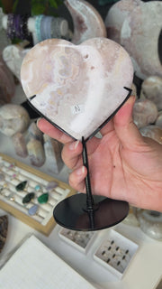 Pink Amethyst x Flower Agate Heart on Stand - Pick Your Own