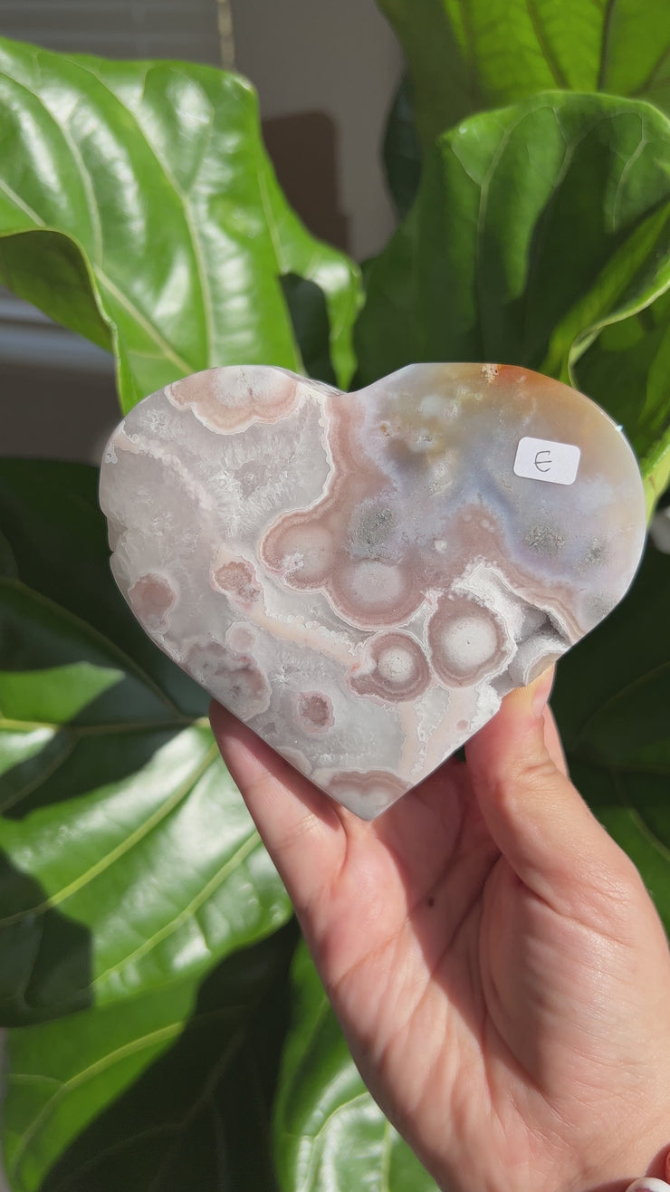 High Quality Flower Agate Heart E