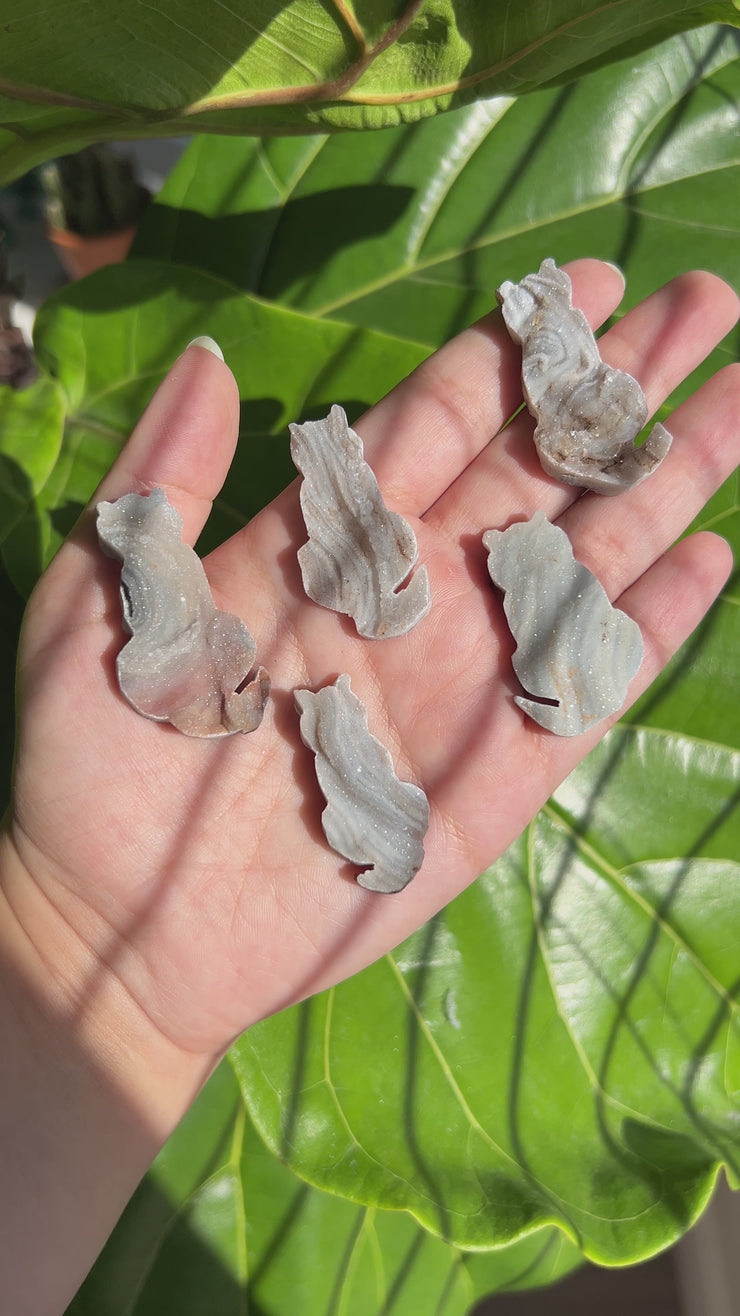 Mini Raw Chalcedony Cat