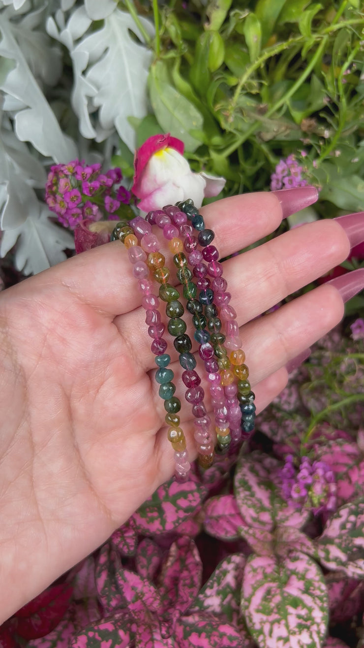 Multicolor Tourmaline Bracelet With Clasp - Large Bead