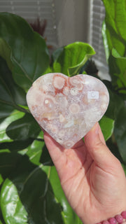 Flower Agate Heart on Stand C