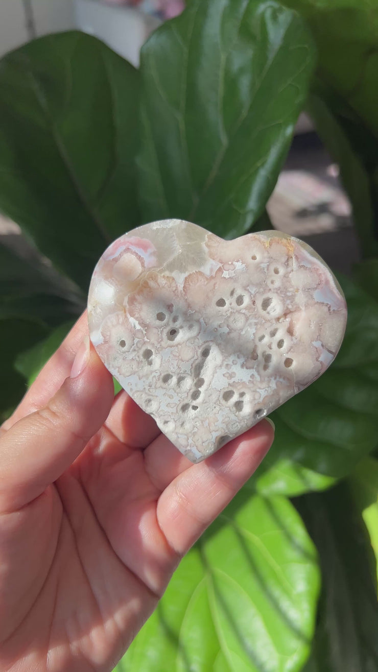 Pink Amethyst x Flower Agate Heart - Pick Your Own