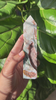 Pink Moss Agate Tower
