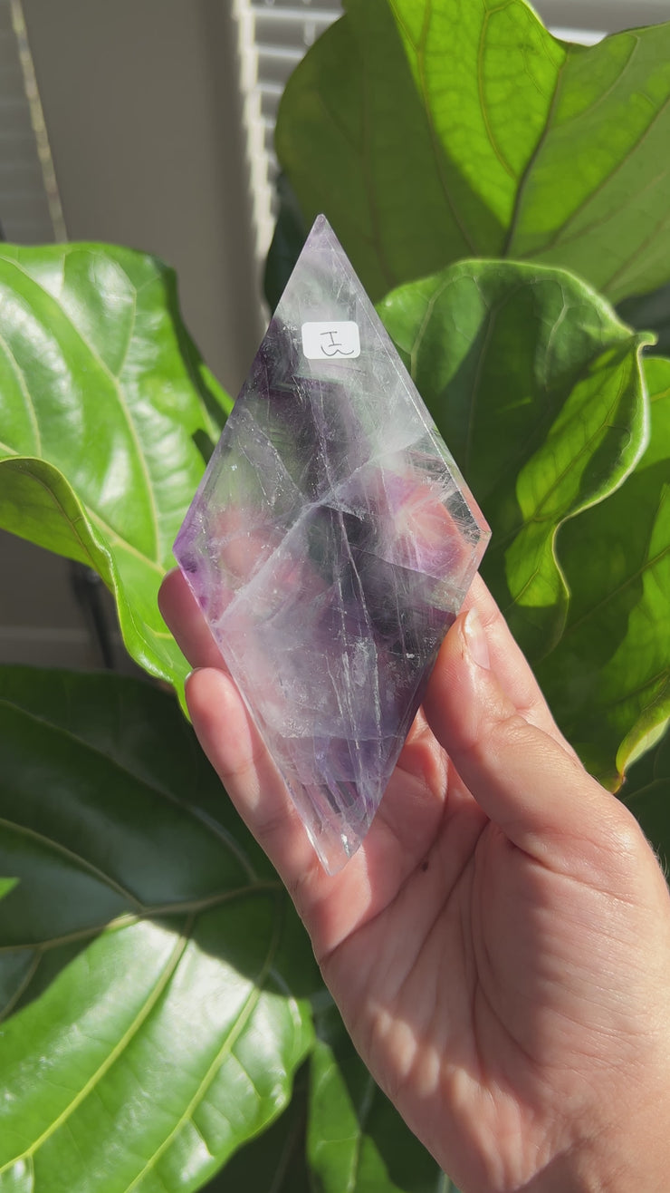 Rainbow Fluorite Diamond on Stand - Pick Your Own