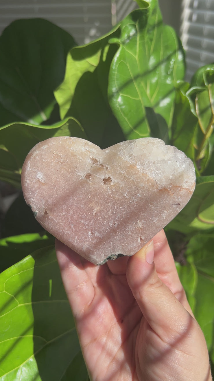 Pink Amethyst and Quartz Heart