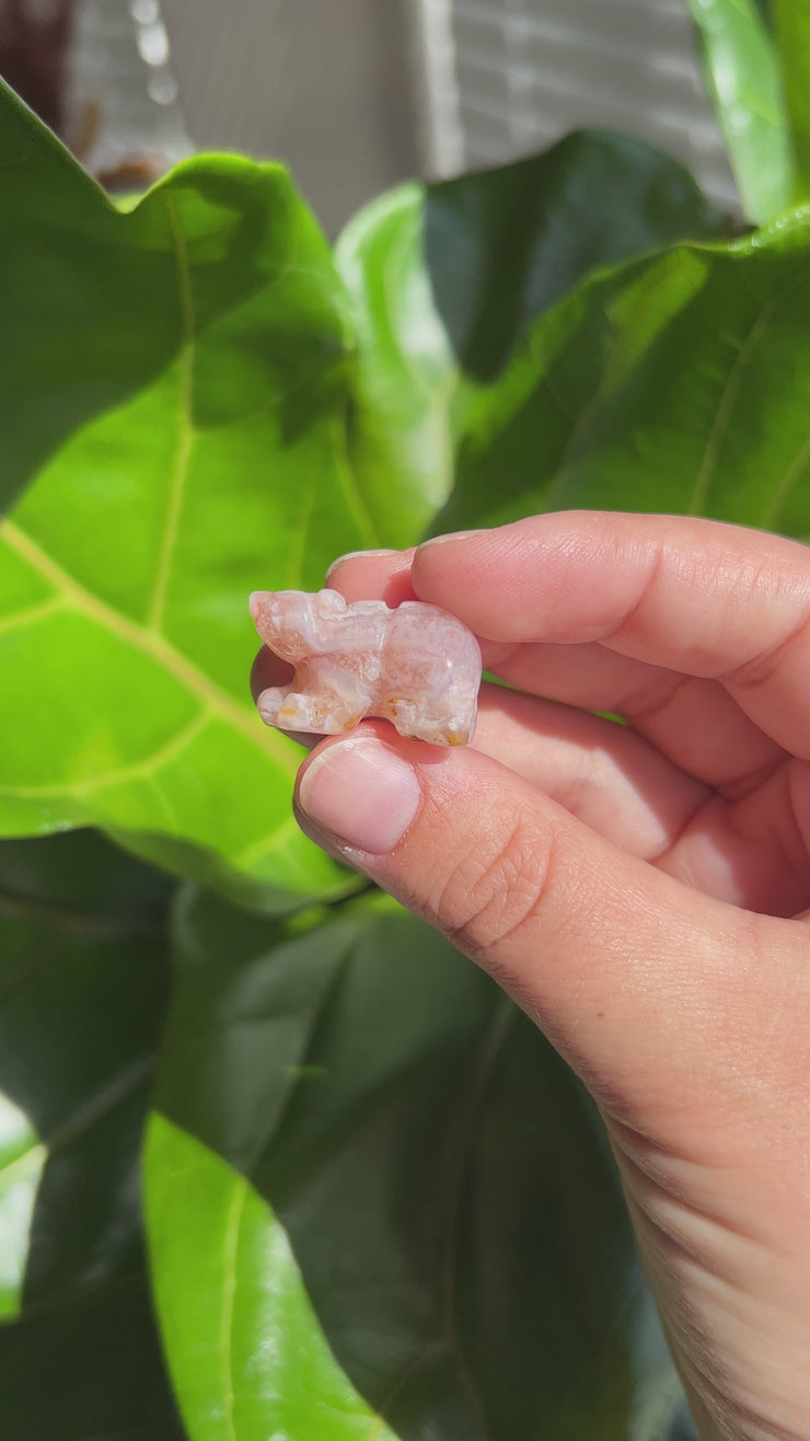 Flower Agate Mini Bear