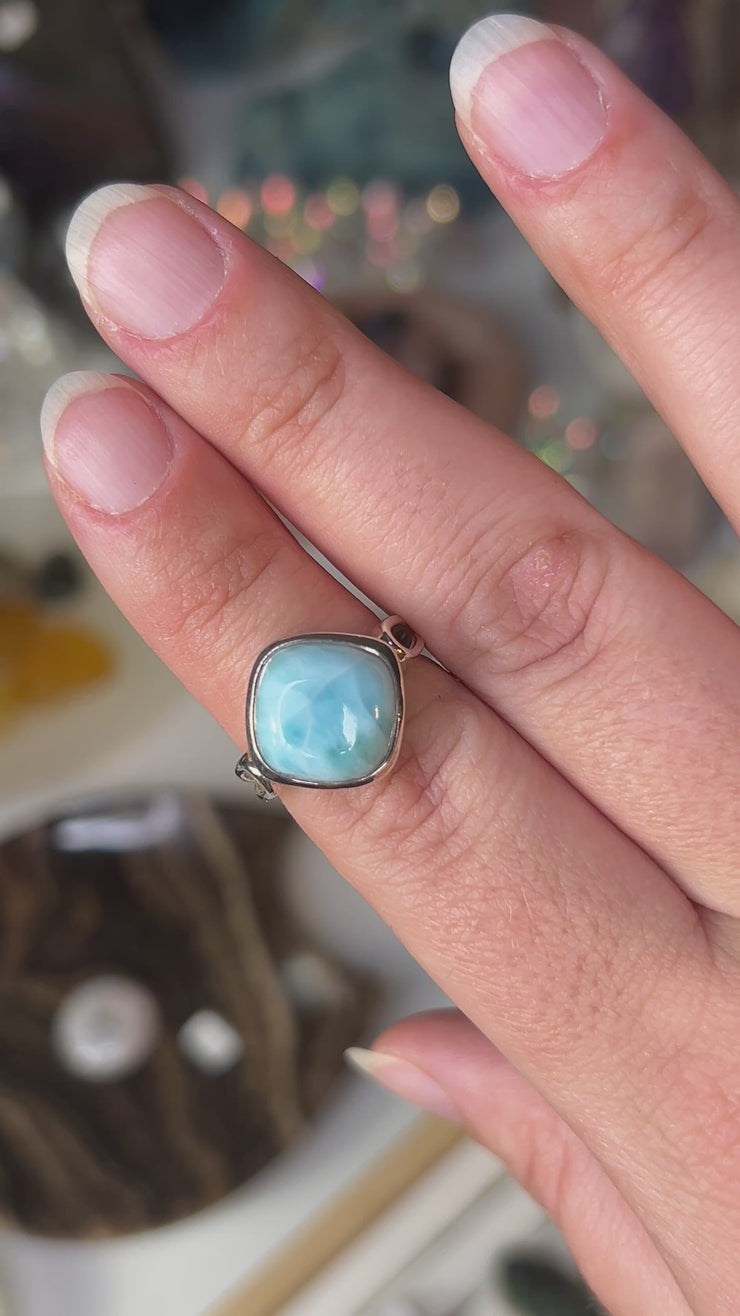 Sterling Silver Larimar Ring Size 7