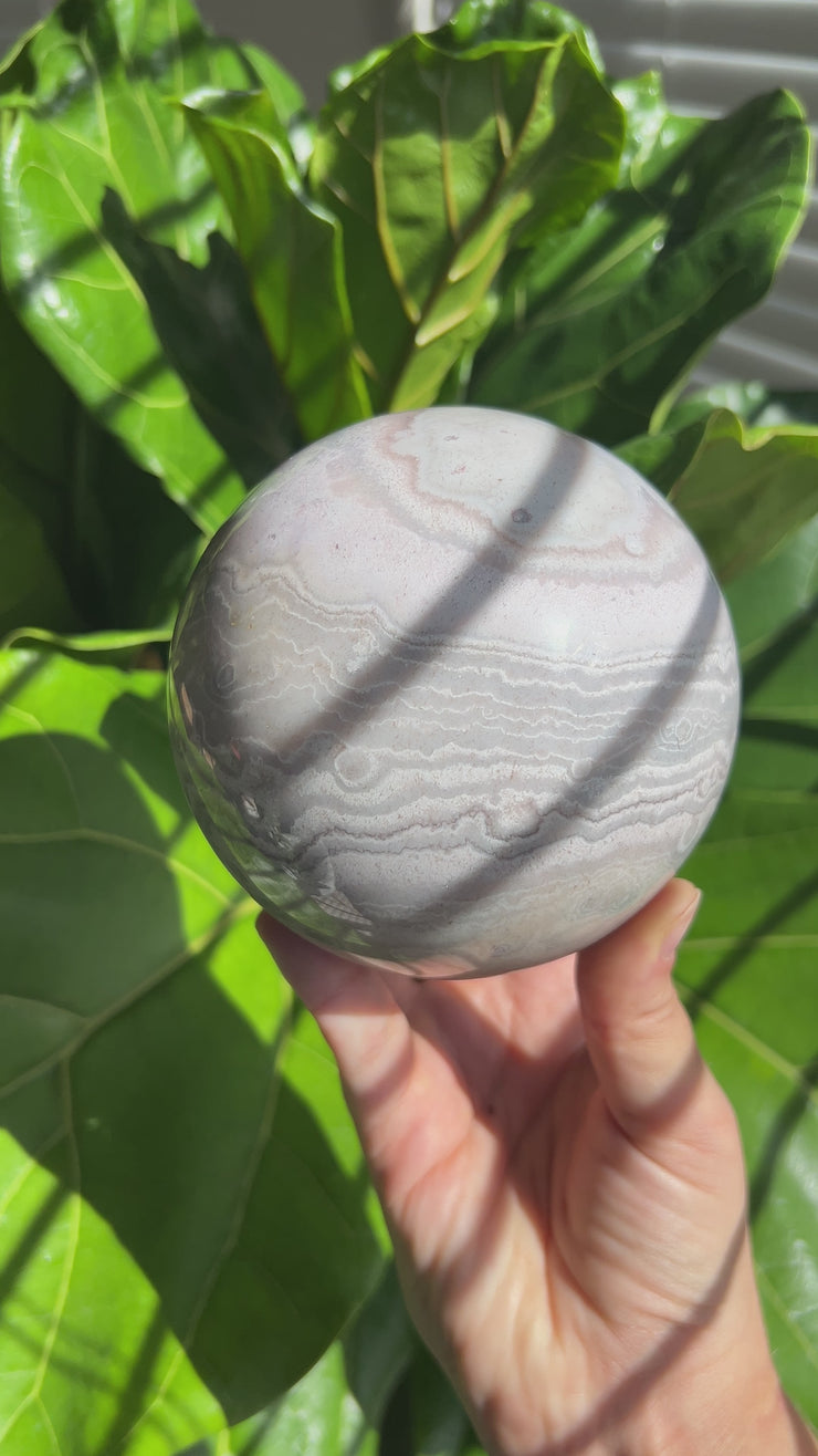 XL Flower Agate x Pink Amethyst Sphere AA