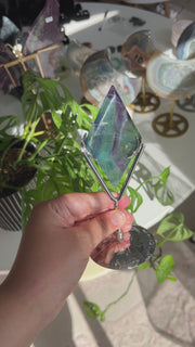 Rainbow Fluorite Diamond on Stand - Pick Your Own