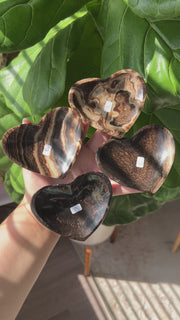 Chocolate Calcite Heart Bowl - Banded