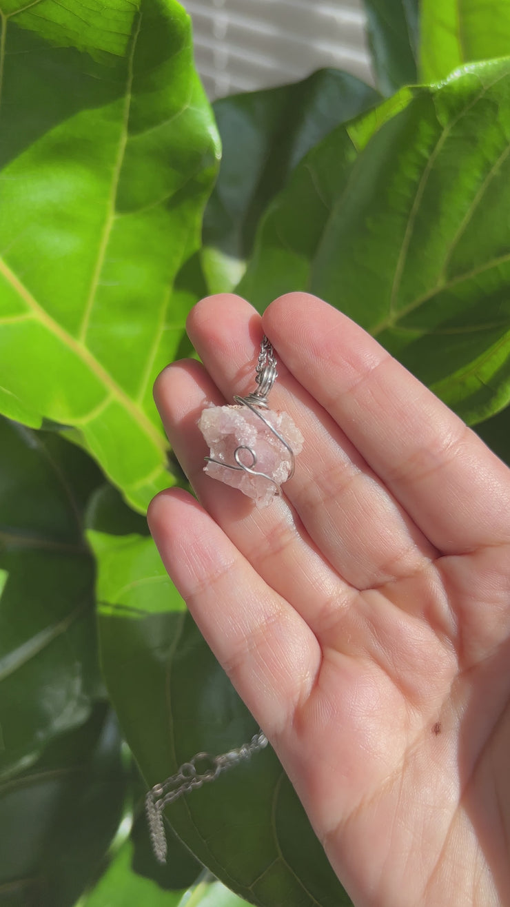 Wire Wrapped Pink Amethyst Necklace