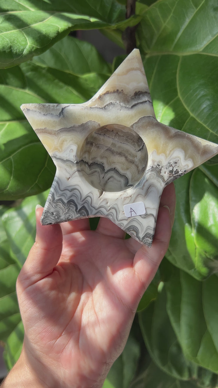 Zebra Jasper Star Candle Holder