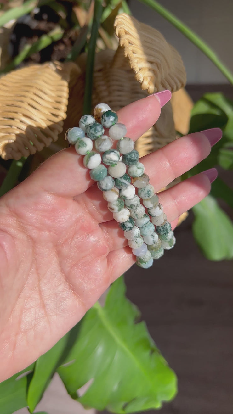 Faceted Moss / Tree Agate  Bracelet