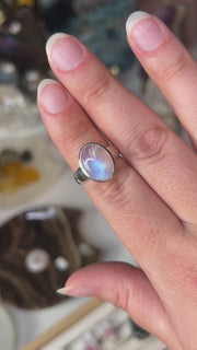 Sterling Silver Moonstone Ring Size 6.5