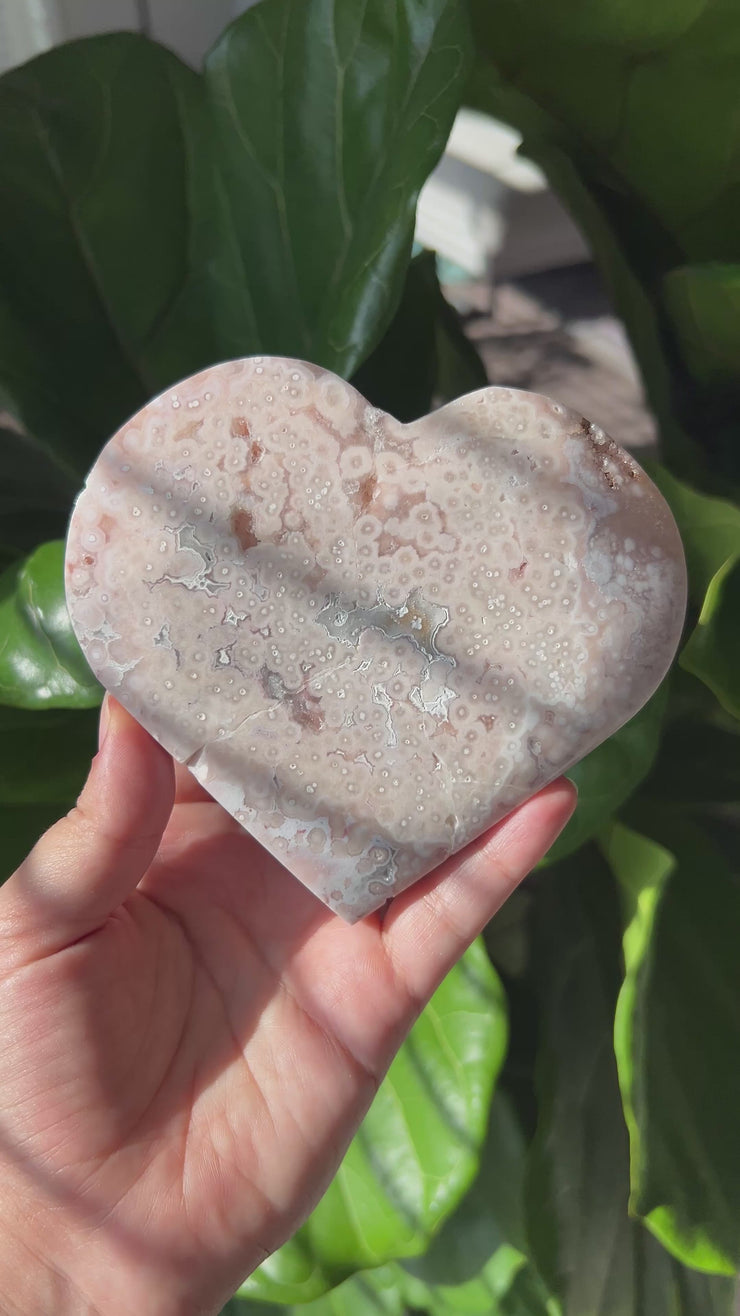 Pink Amethyst x Flower Agate Heart - Pick Your Own