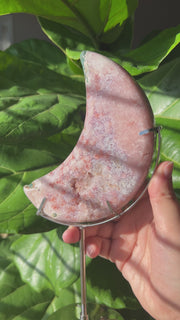 Pink Amethyst Moon on Stand