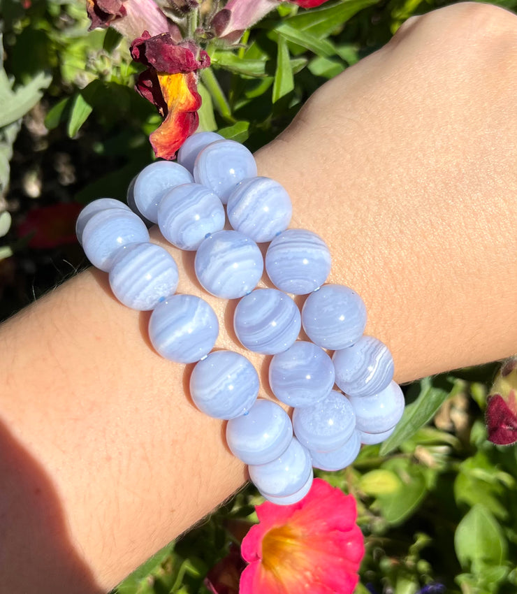 Blue Lace Agate Bracelet - Big Beads