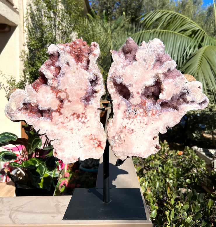 XL Pink Amethyst Butterfly Slab Set